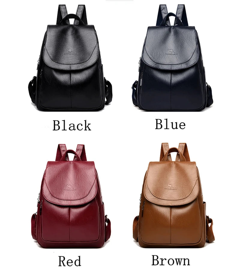 Mochilas de couro vintage para mulheres, bolsa escolar para meninas, mochila de viagem para senhoras, mochila feminina de alta qualidade, nova