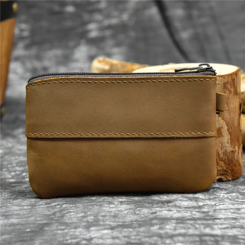 Luufan couro genuíno zíper moeda cartão bolsa de couro real rfid titular do cartão embreagem carteiras slots para homens mulheres mini bolsa fina
