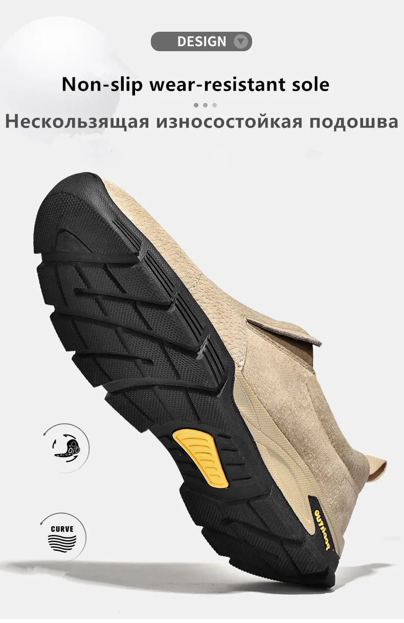 Sapatos masculinos de marca de couro genuíno sapatos casuais ao ar livre respirável tênis camurça original mocassins masculinos tênis
