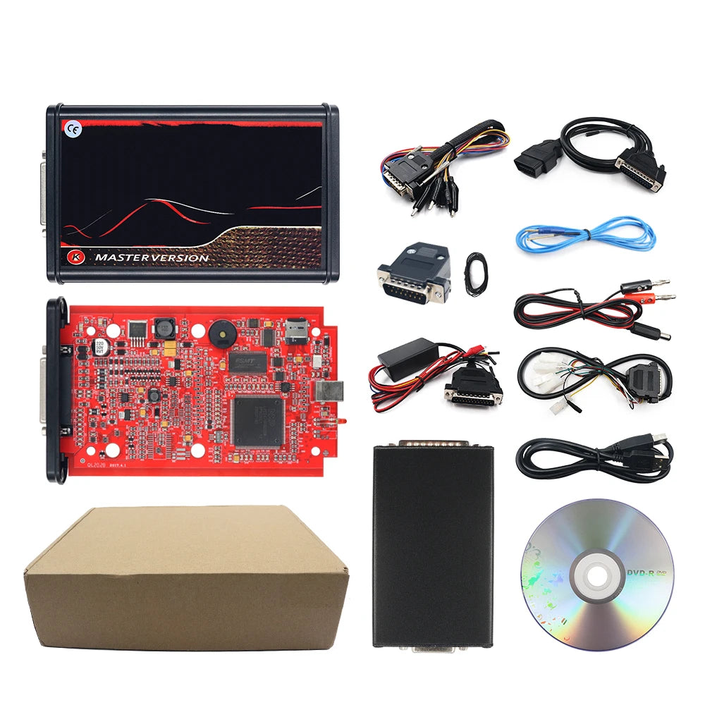Online 2.80 UE Red Kess V5.017 OBD2 Manager Remap Kit KTAG V7.020 4 LED BDM Frame 22pcs Adaptadores K-TAG 2.25 ECU Flash Tool