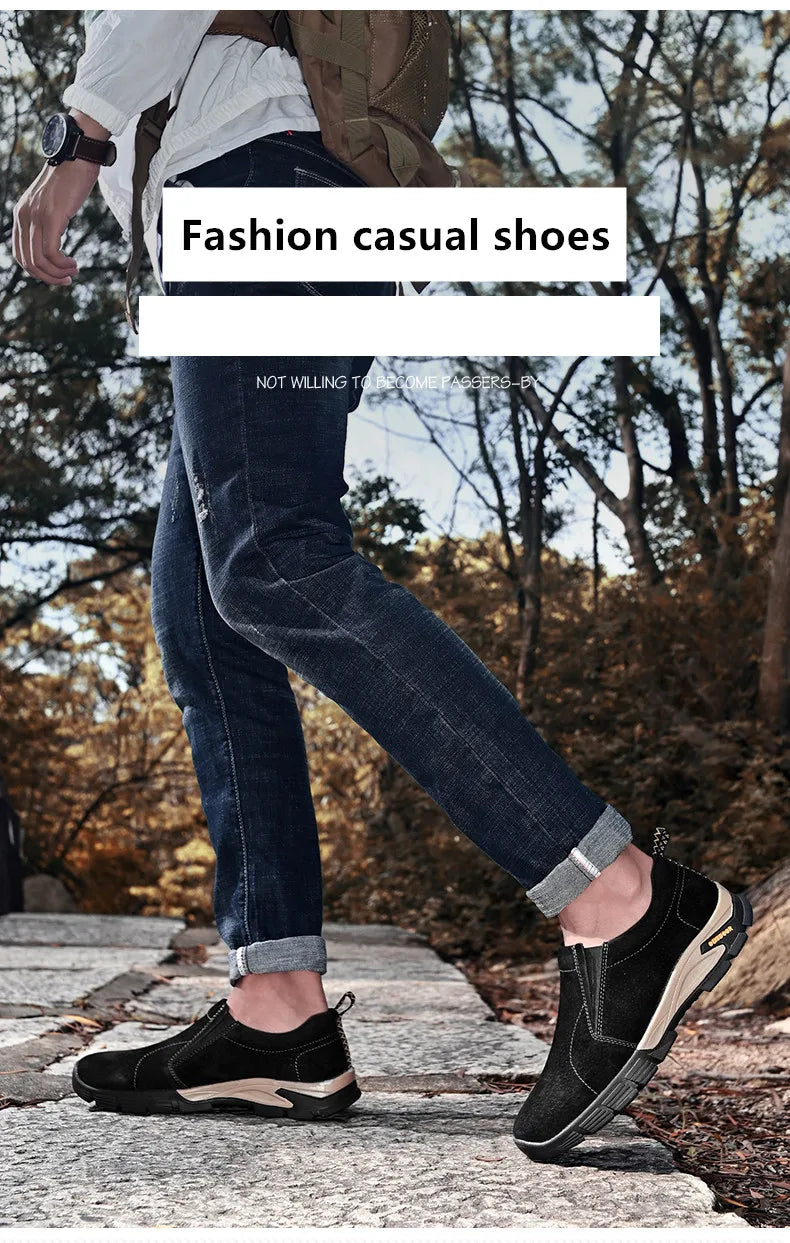 Sapatos masculinos de marca de couro genuíno sapatos casuais ao ar livre respirável tênis camurça original mocassins masculinos tênis