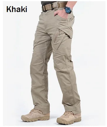 Calças IX9 City Tactical Cargo para homens, SWAT, calças militares do exército, algodão, muitos bolsos, elásticas, flexíveis, calças casuais, combate, XXXL