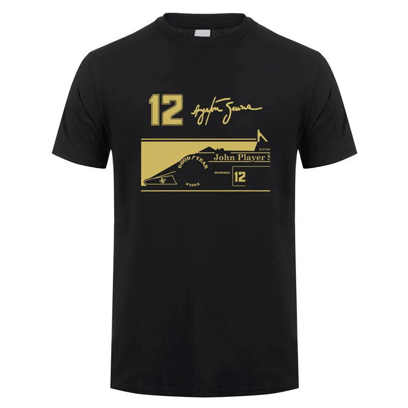 Novo herói ayrton senna t camisa masculina manga curta camisetas de algodão engraçado legal homem tshirt