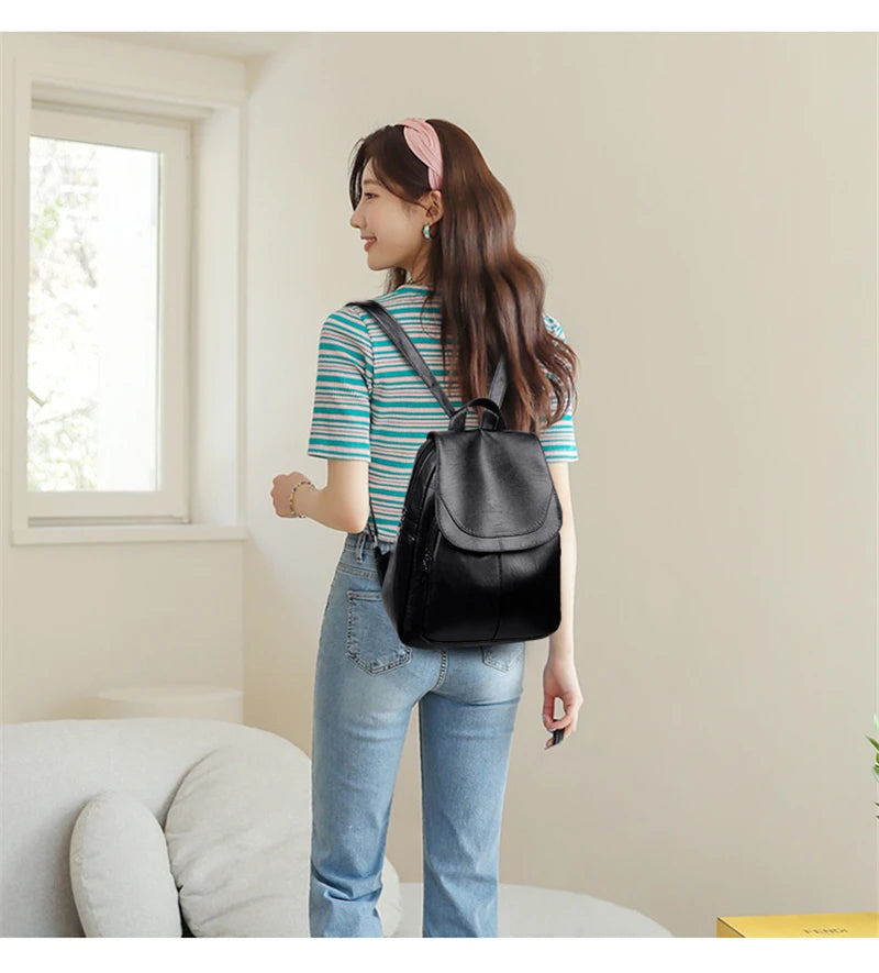 Mochilas de couro vintage para mulheres, bolsa escolar para meninas, mochila de viagem para senhoras, mochila feminina de alta qualidade, nova