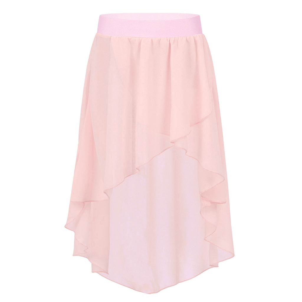 Crianças meninas cintura elástica oi-baixo chiffon saia moderna dança lírica jazz latino cha-cha ballet patinação desempenho roupas