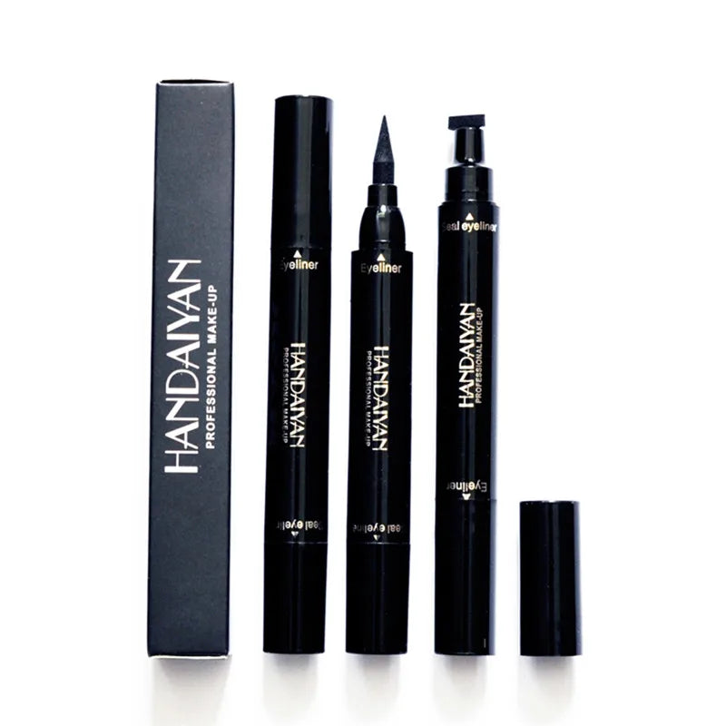 Lápis Delineador Líquido Dual End Black, Pro Impermeável, Maquiagem de Longa Duração, Eye Liner Pen, Linha Cat, Eye Stencils