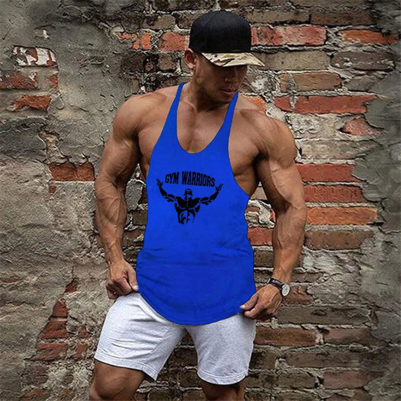 Camisa sem mangas masculina, camiseta de algodão para academia e musculação