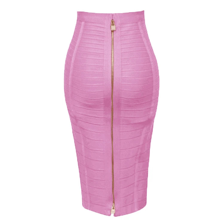 16 cores sexy sólido zíper laranja azul preto vermelho bandagem saia feminina elástica bodycon verão xl xxl lápis saias 58cm