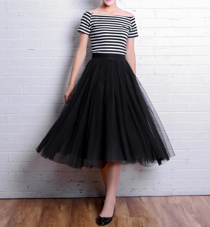 Maxi Longa Saia de Tule Mulheres 2024 Outono Inverno Elástico Cintura Alta Vestido de Bola Saia Feminino Adulto Tutu Saia Jupe Longue