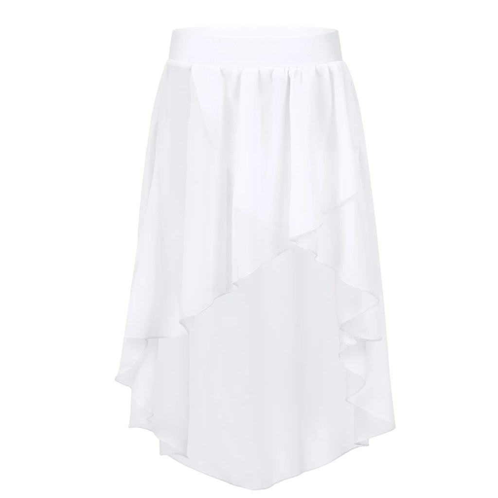 Crianças meninas cintura elástica oi-baixo chiffon saia moderna dança lírica jazz latino cha-cha ballet patinação desempenho roupas