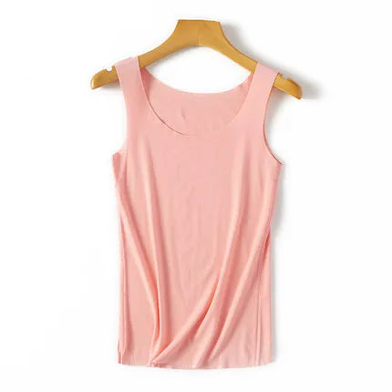 Camisetas Sem Costura de Alta Qualidade para Mulheres, Tops de Modal Macio, Camisetas Sem Mangas Brancas, Tops Sem Marcas