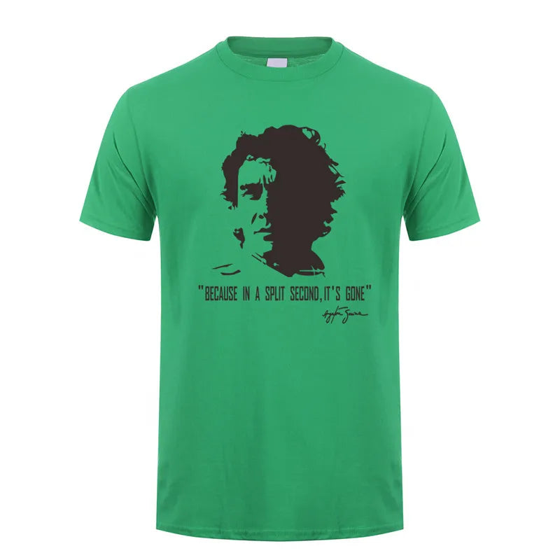 Novo herói ayrton senna t camisa masculina manga curta camisetas de algodão engraçado legal homem tshirt