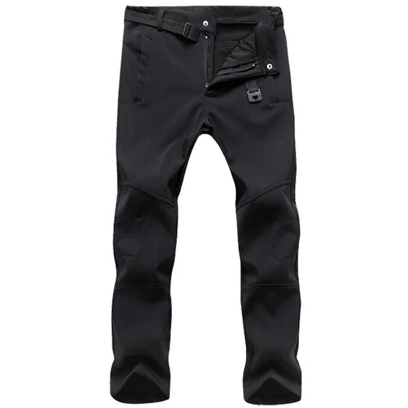 Estiramento calças à prova dwaterproof água dos homens casual inverno grosso quente velo pele de tubarão masculino blusão moletom dos homens calças táticas