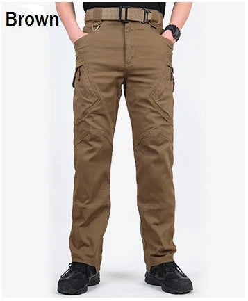 Calças IX9 City Tactical Cargo para homens, SWAT, calças militares do exército, algodão, muitos bolsos, elásticas, flexíveis, calças casuais, combate, XXXL