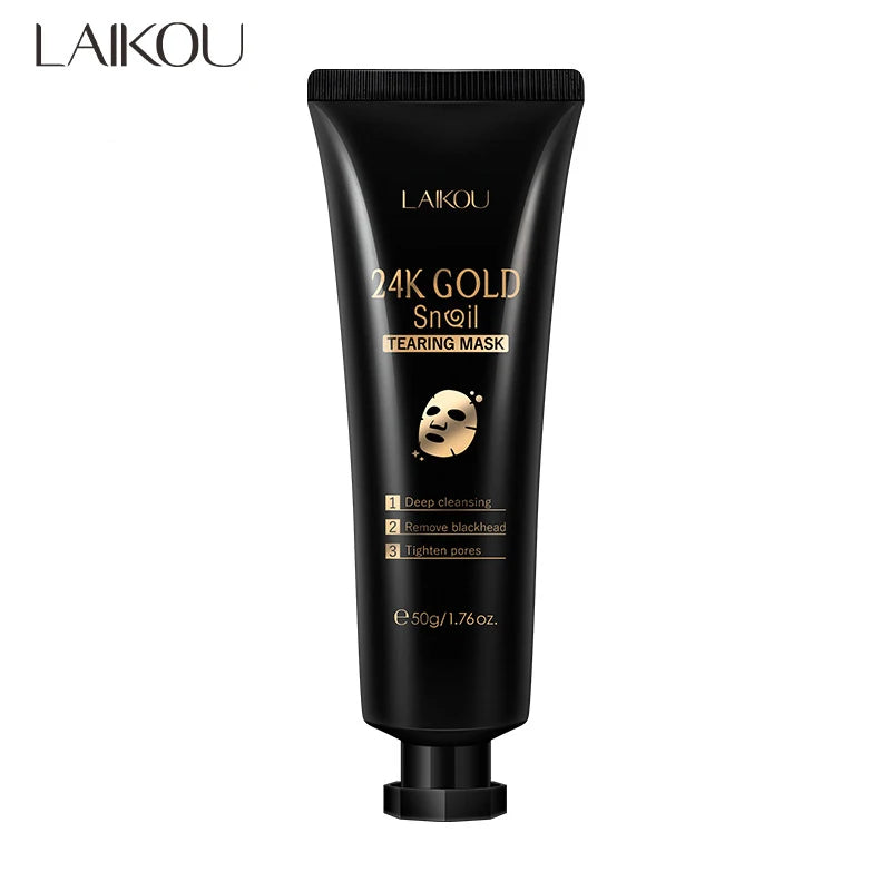 Máscara peel off de colágeno de caracol dourado 24k, reduz cravos, limpeza profunda, controle de óleo, encolher poros, hidratante, suave, cuidados com a pele do rosto