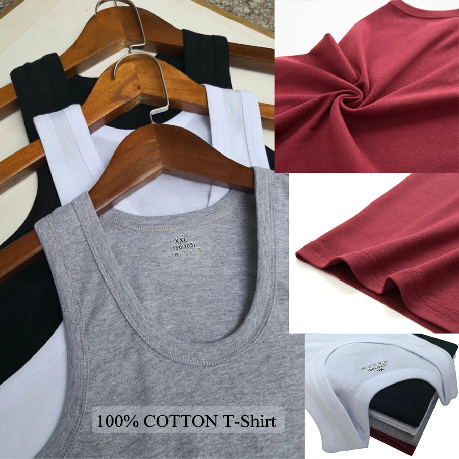 Regatas masculinas 100% algodão sólido colete masculino respirável sem mangas topos fino casual ginásio correndo confortável camiseta presente dos homens