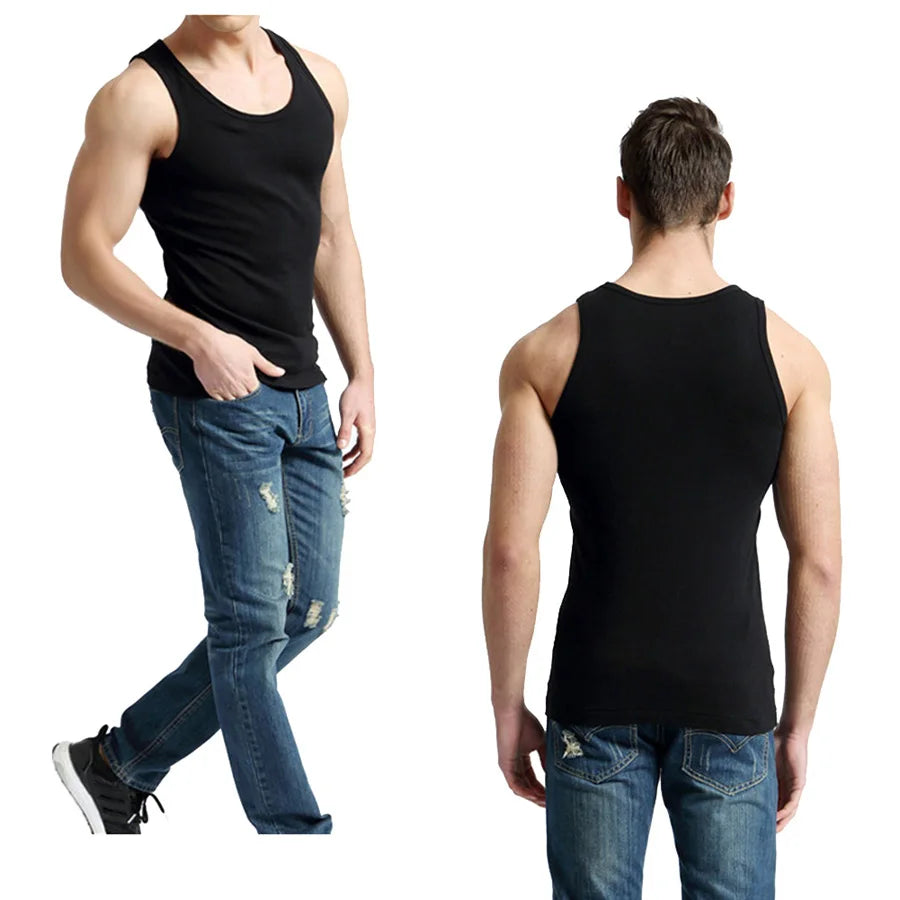 Regatas masculinas 100% algodão sólido colete masculino respirável sem mangas topos fino casual ginásio correndo confortável camiseta presente dos homens