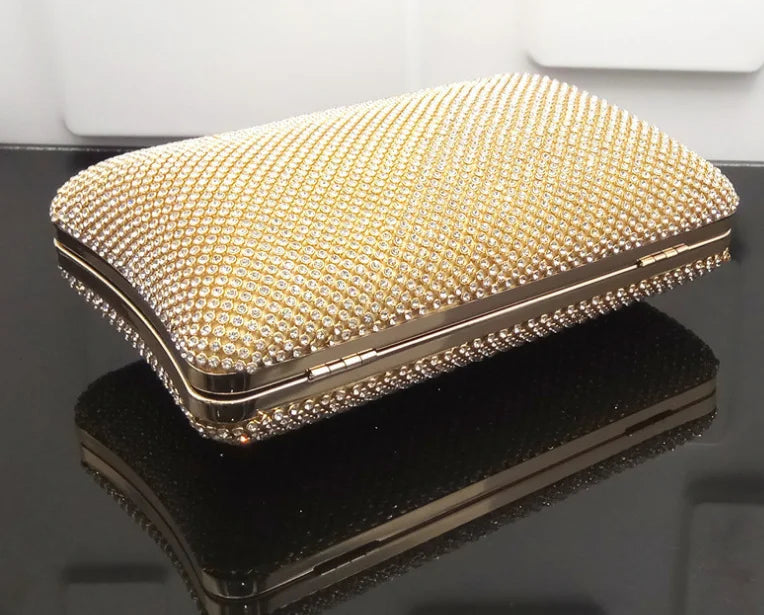 Bolsa de mão feminina para festa à noite, bolsa de mão em corrente para celular, batom prateada