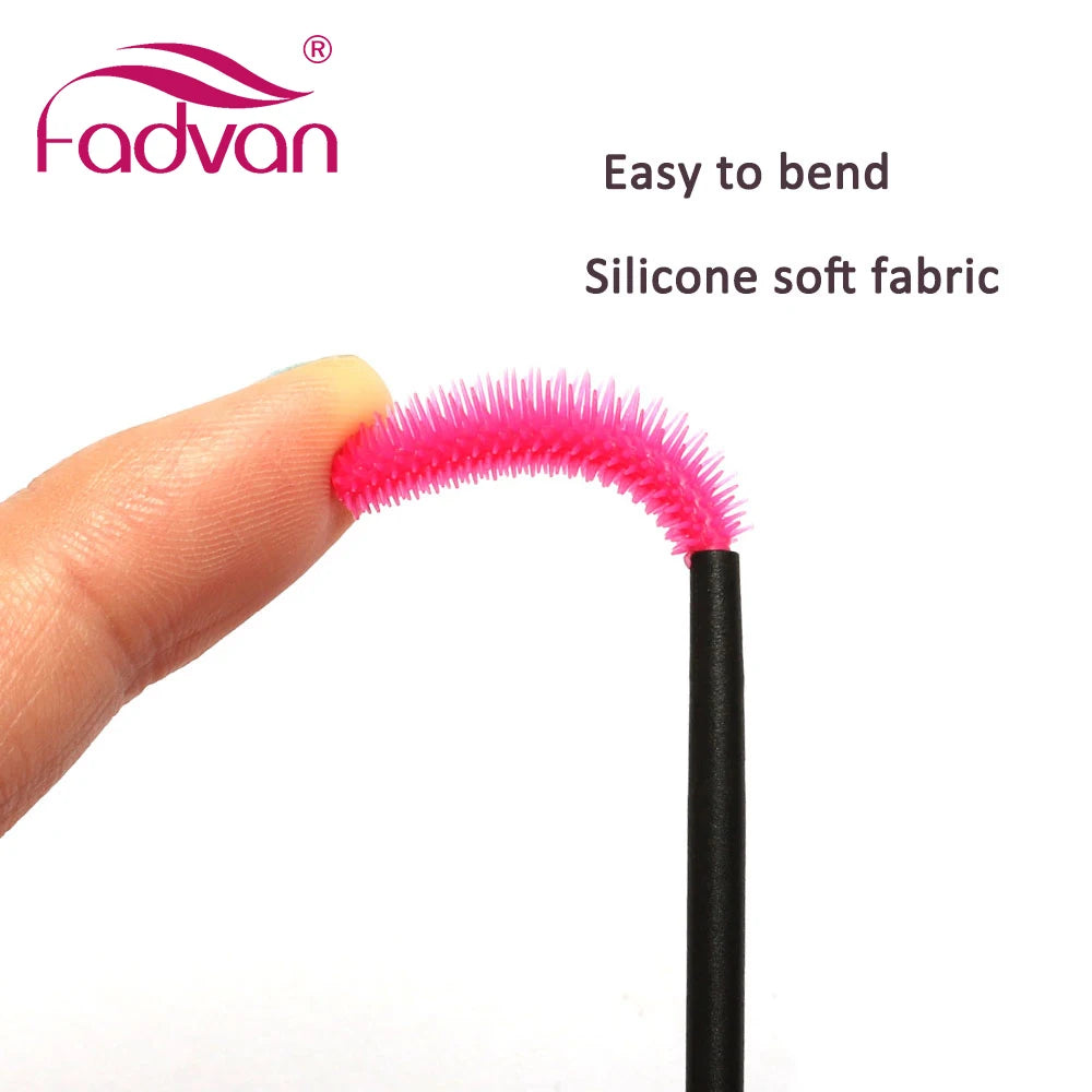 Fadvan 50 pcs/pack escovas de silicone ferramenta de cílios descartáveis pente rímel varinhas pincéis de maquiagem kit aplicador individual para o olho