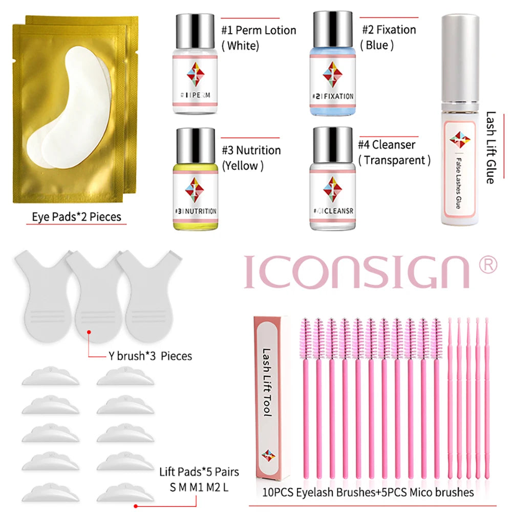 Iconsign atualização versão lash lift kit levantamento cílios duradouro 6-8 semanas lash perm cílios realçador ferramentas de maquiagem