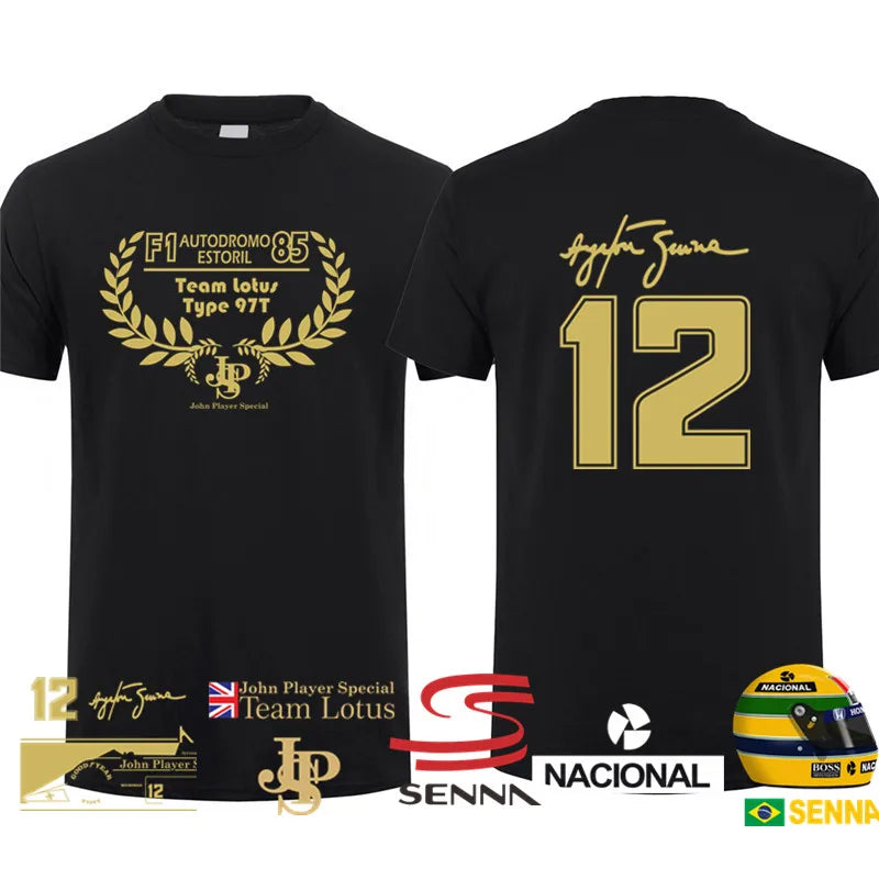 Novo herói ayrton senna t camisa masculina manga curta camisetas de algodão engraçado legal homem tshirt