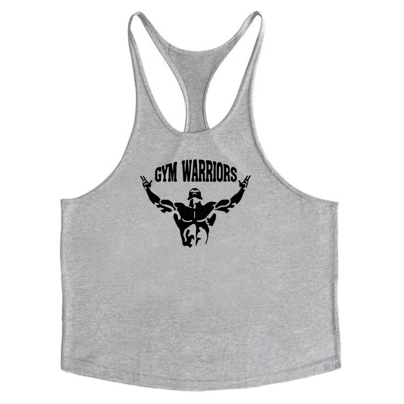 Camisa sem mangas masculina, camiseta de algodão para academia e musculação