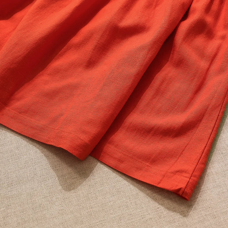Vestido Mori de Linho para Meninas 2026 Verão Nova Roupa Infantil Vestidos de Princesa de Manga Curta em Algodão e Linho TZ30