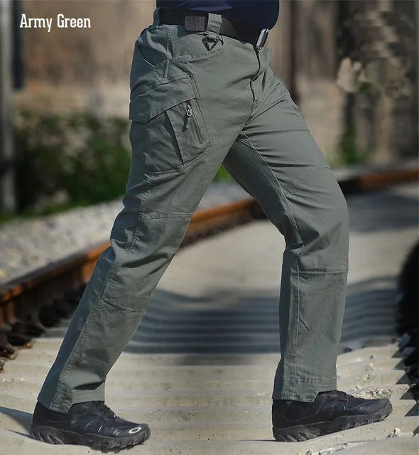 Calças IX9 City Tactical Cargo para homens, SWAT, calças militares do exército, algodão, muitos bolsos, elásticas, flexíveis, calças casuais, combate, XXXL