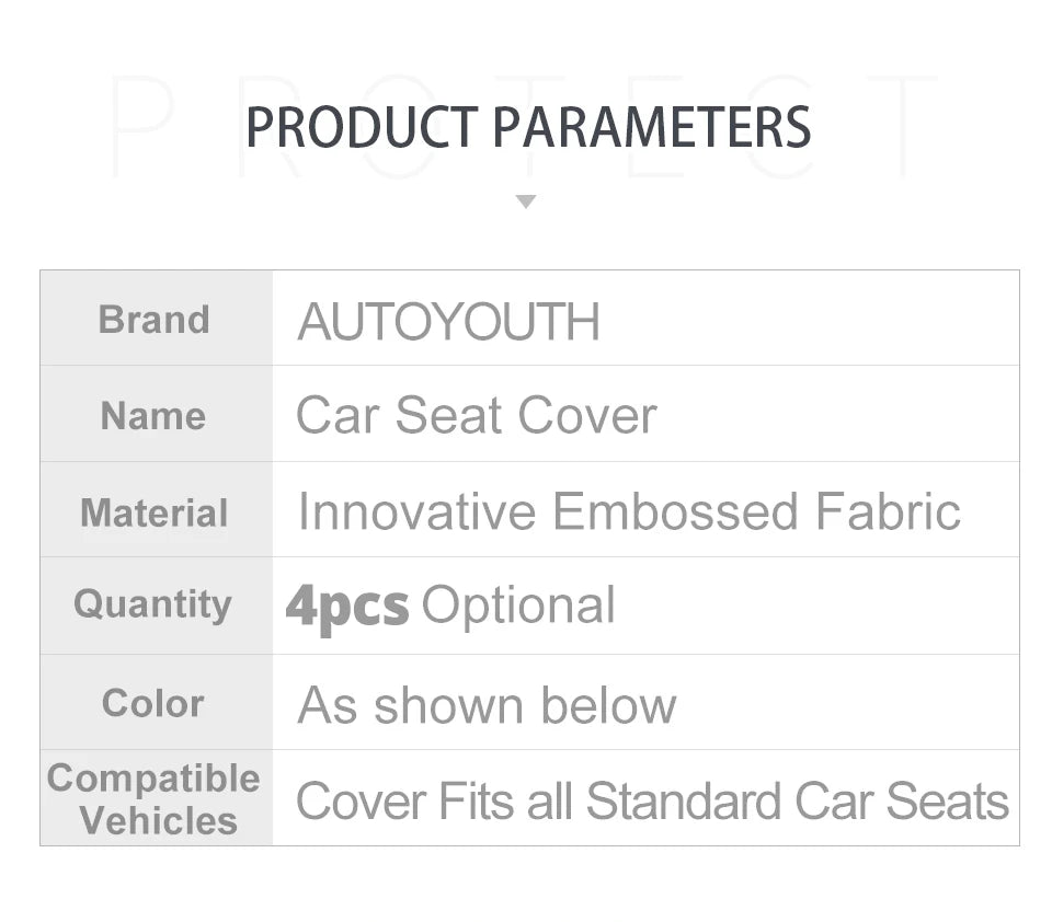 Capas de assento dianteiro AUTOYOUTH compatíveis com airbag, ajuste universal para a maioria dos carros e SUVs, acessórios para carros, capa de assento para Toyota, 3 cores
