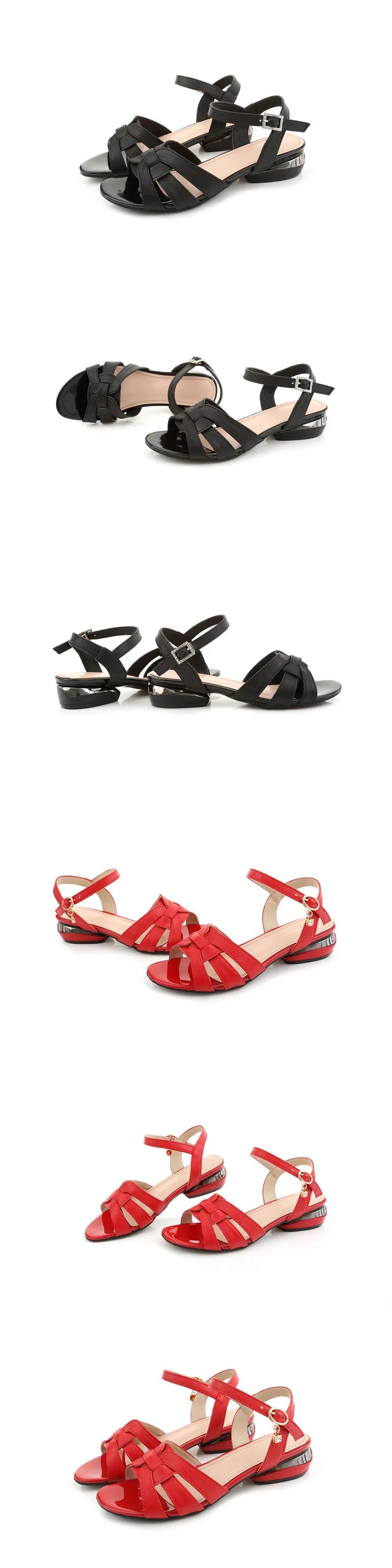 Gktinoo verão sandálias femininas 2025 novo tamanho grande conforto sandálias de salto baixo sapatos de dedo do pé aberto mulher sandálias de moda de couro genuíno