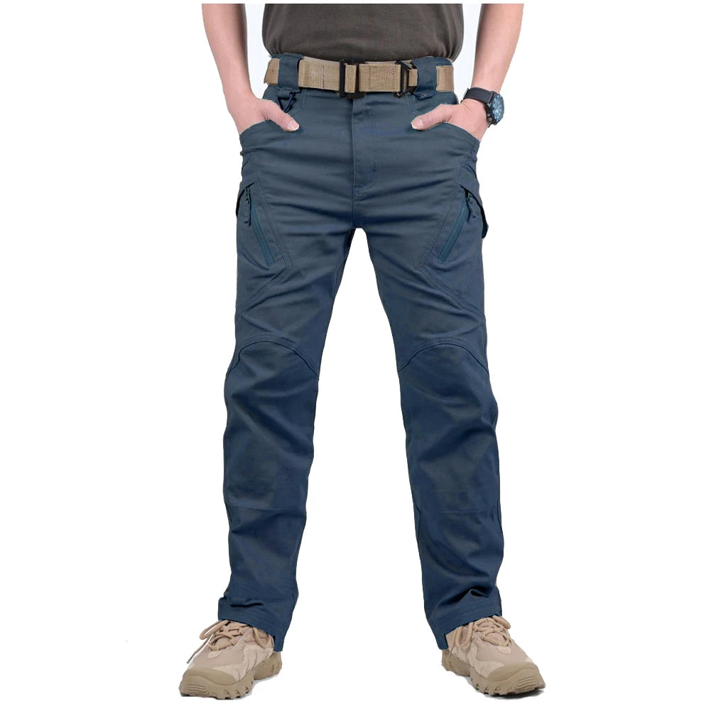 Calças IX9 City Tactical Cargo para homens, SWAT, calças militares do exército, algodão, muitos bolsos, elásticas, flexíveis, calças casuais, combate, XXXL