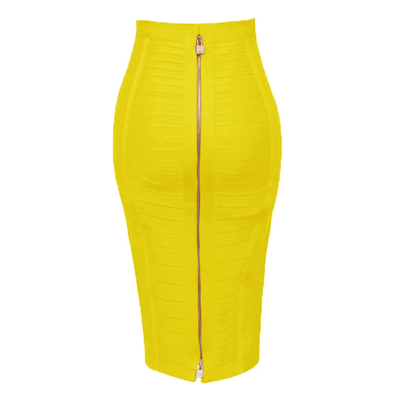 16 cores sexy sólido zíper laranja azul preto vermelho bandagem saia feminina elástica bodycon verão xl xxl lápis saias 58cm