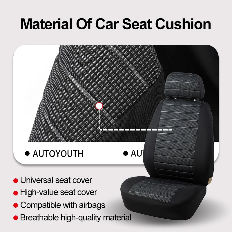 Capas de assento dianteiro AUTOYOUTH compatíveis com airbag, ajuste universal para a maioria dos carros e SUVs, acessórios para carros, capa de assento para Toyota, 3 cores
