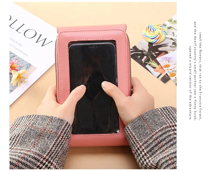 PU Leather Touch Screen Shoulder Bag para Mulheres, Feminino Crossbody Bolsas, Bolsa de telefone Bolsa de mão de grande capacidade, Drop Shipping, Novo