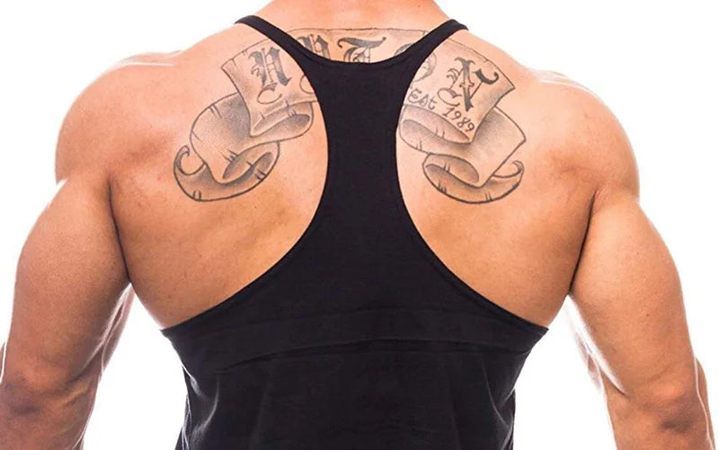 Camisa sem mangas masculina, camiseta de algodão para academia e musculação