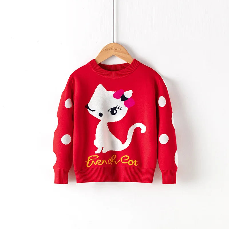 Suéter de malha com estampa infantil, suéteres quentes, malha pulôver, roupas infantis, bebê, inverno, outono, 2022