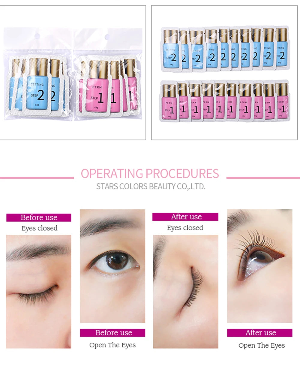 Lash Lift Loção Sachet, Perm e Setting Loção, Ferramentas de Maquiagem dos Olhos, 8-12 Minutos, 0,8g por Saco, 10 Pares por Lote