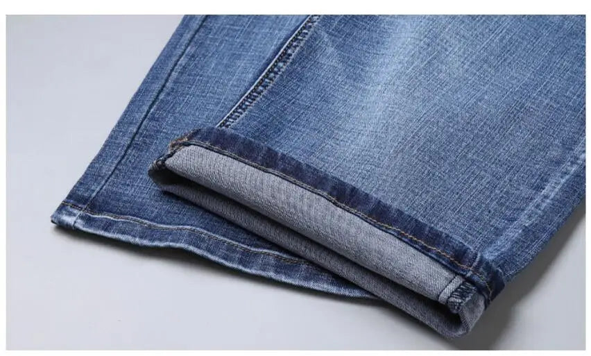 Verão shorts de brim fino para homens de boa qualidade shorts de brim homens de algodão sólido em linha reta jeans shorts masculinos azul casual jeans tamanho 40