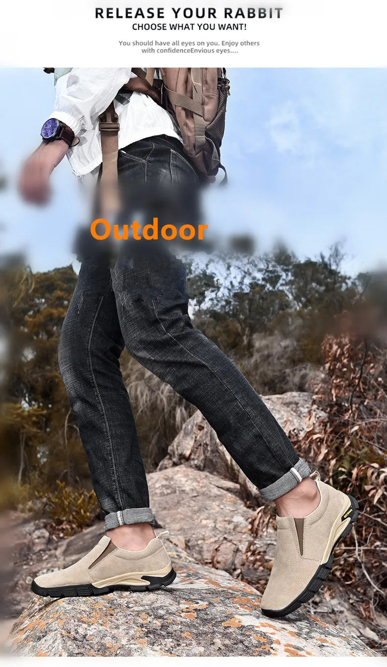 Sapatos masculinos de marca de couro genuíno sapatos casuais ao ar livre respirável tênis camurça original mocassins masculinos tênis