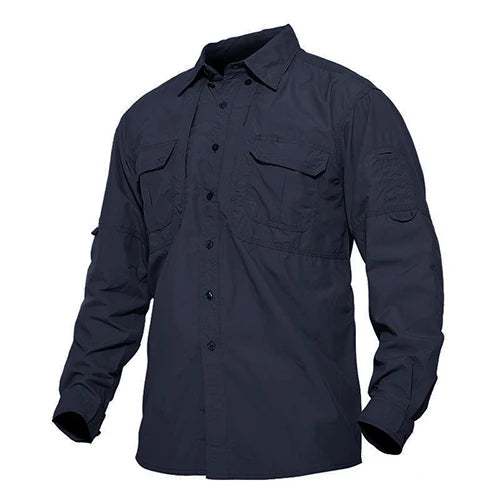 TACVASEN-Camisas leves de manga comprida para homens, camisa de secagem rápida para caminhadas, camisas de nylon para trabalho ao ar livre, carga para o verão