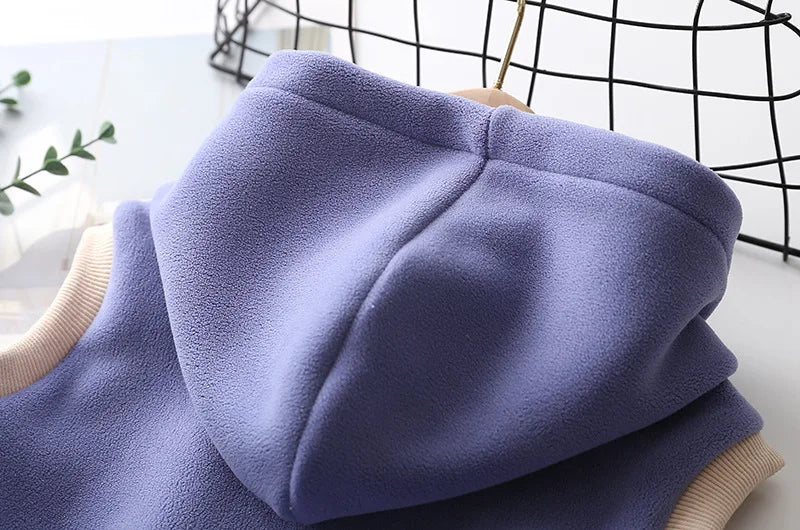 Colete polar com capuz, casaco de lã polar para crianças com zíper quente para bebês meninos meninas 2-10 anos de uso externo