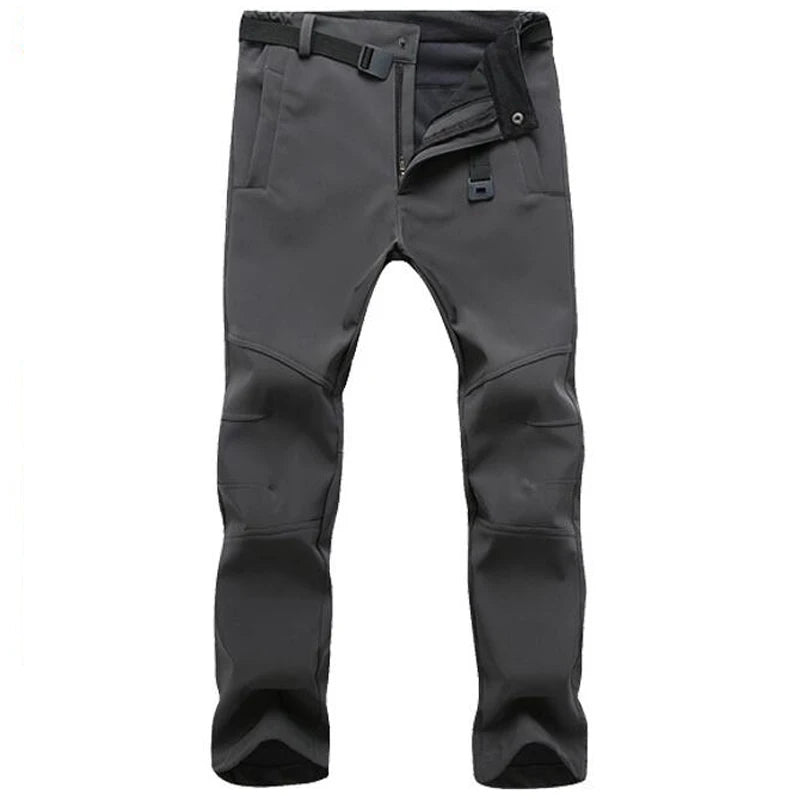 Estiramento calças à prova dwaterproof água dos homens casual inverno grosso quente velo pele de tubarão masculino blusão moletom dos homens calças táticas
