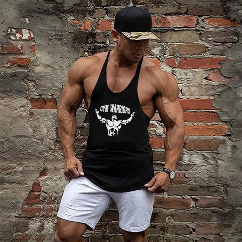 Camisa sem mangas masculina, camiseta de algodão para academia e musculação