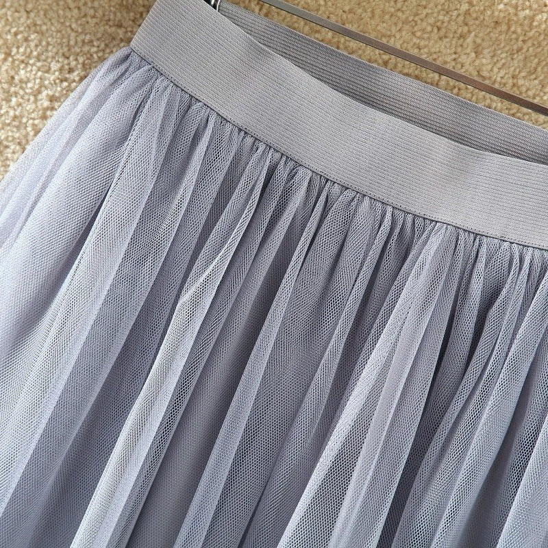 Maxi Longa Saia de Tule Mulheres 2024 Outono Inverno Elástico Cintura Alta Vestido de Bola Saia Feminino Adulto Tutu Saia Jupe Longue