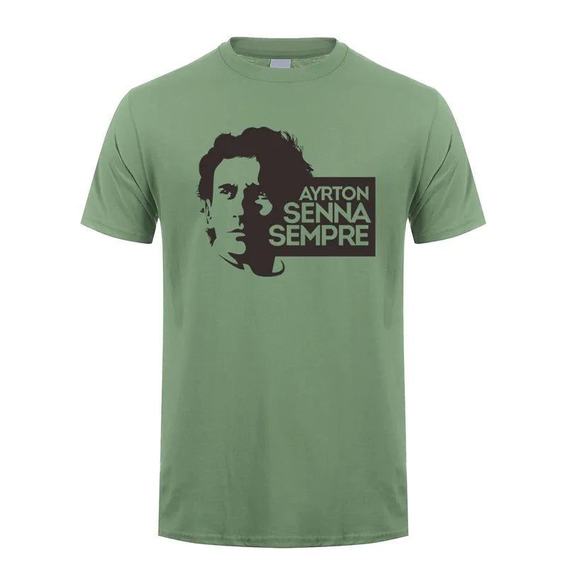 Novo herói ayrton senna t camisa masculina manga curta camisetas de algodão engraçado legal homem tshirt