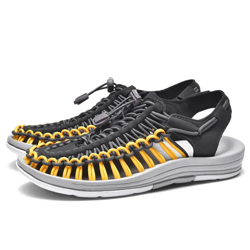 Men's Handmade Weaving Design Beach Sandals Breathable Casual Summer Flat Slippers Outdoor Couples Fisherman Sandals Plus Size
