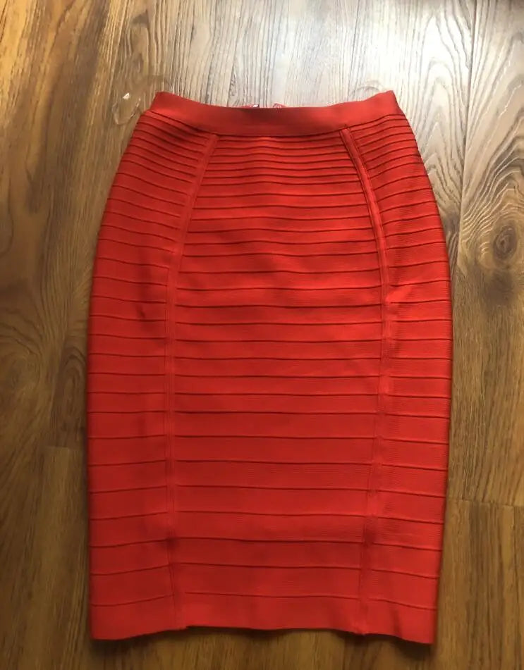16 cores sexy sólido zíper laranja azul preto vermelho bandagem saia feminina elástica bodycon verão xl xxl lápis saias 58cm