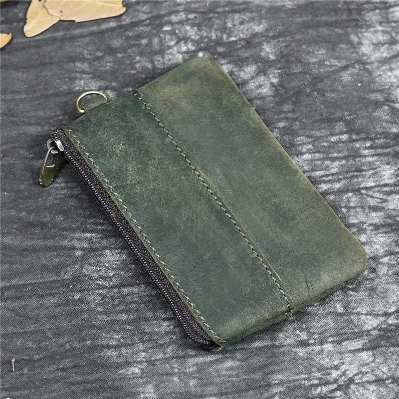 Luufan couro genuíno zíper moeda cartão bolsa de couro real rfid titular do cartão embreagem carteiras slots para homens mulheres mini bolsa fina