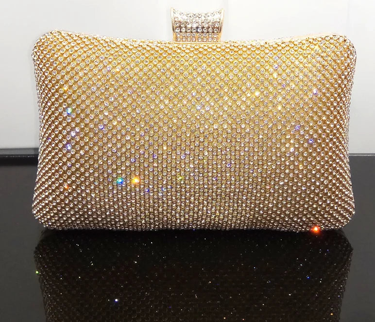Bolsa de mão feminina para festa à noite, bolsa de mão em corrente para celular, batom prateada