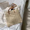 Bolsa de praia de palha oca quadrada artesanal tecido bolsa de ombro ráfia rattan compras saco de viagem boêmio férias de verão casual tote